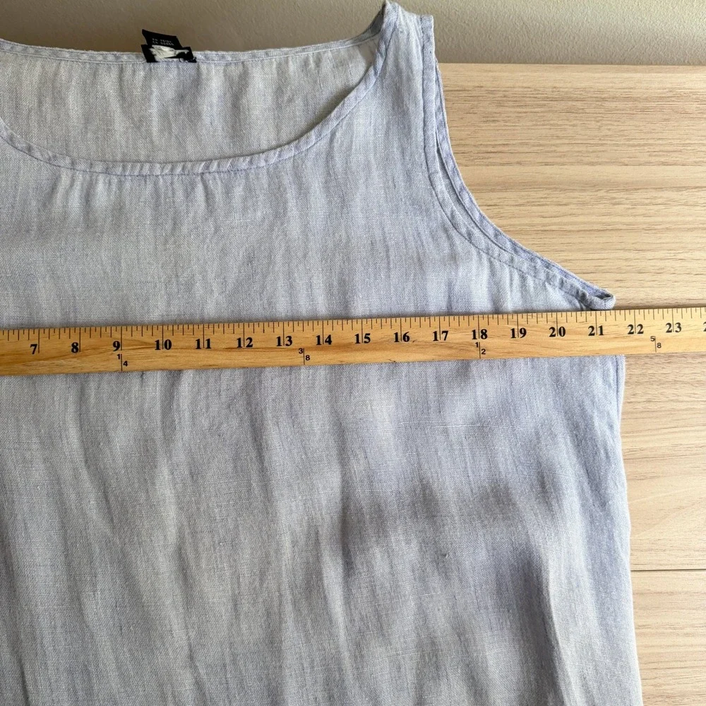 Eileen Fisher Women's Summer Dress Petite Linen Shift Semi Sheer Light Blue - Picture 8 of 9